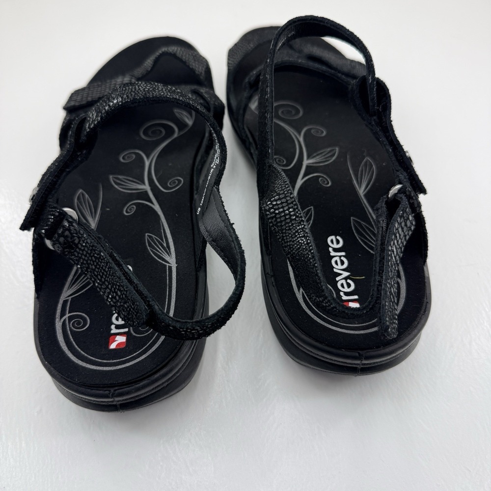 Revere Emerald Miami Women's US Size 10 Black Leather Arch Support Strap Sandals - Picture 5 of 10